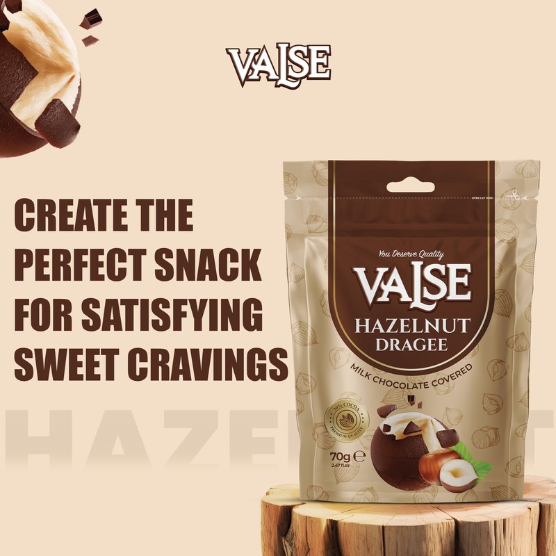 Chocolate Covered Hazelnuts Dragee, Milk Chocolate Covered Freeze Dried Hazelnuts