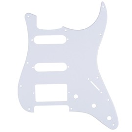 Musiclily HSS 11 Holes Strat Electric Guitar Pickguard for Fender US/Mexico Made Standard Stratocaster Modern Style Guitar Parts,1Ply White