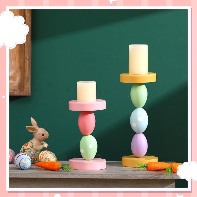 Hushee Set of 2 Easter Candle Holder 9.5 Inch Easter
