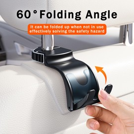 OATSBASF Car Headrest Hidden Hook, Folding Purse Hanger Headrest Hook for Car Seat Organizer, for Purses, Bags, Cloths, Car Water Bottle Hooks Car Seat Assecories, 1 Pack