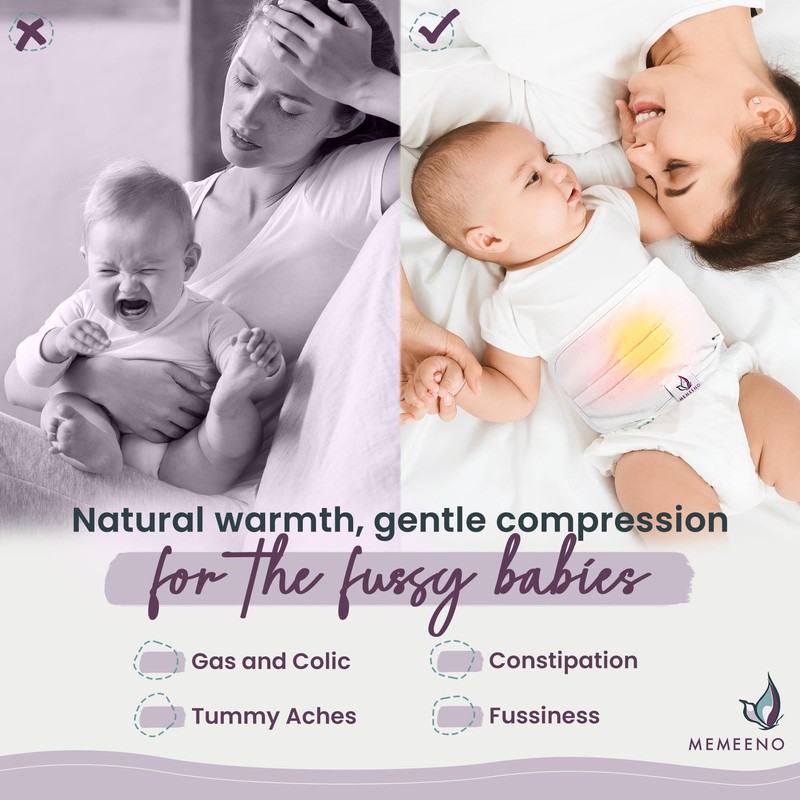 MEMEENO Baby Belly Band for Gas and Colic Baby Relief