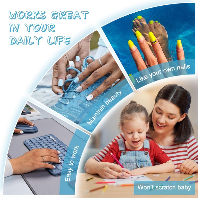 IKISKT Press On Nails - White Cat Eye Tips |