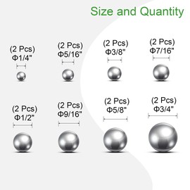 sourcing map 16pcs 8 Size Bearing Balls Assortment 304 Stainless Steel 1/4" 5/16" 3/8" 7/16" 1/2" 9/16" 5/8" 3/4" with Storage Box