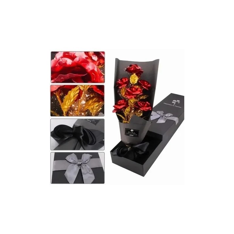 Rosas Bañadas En Oro 24 Quilates,regalo Día De San Valentín