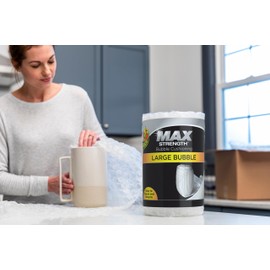 Duck Max Strength Bubble Cushioning Wrap for Moving & Shipping, 15 FT, Large Bubble Packing Wrap for Heavy Duty Protection Packaging Boxes, Clear Bubble Roll Moving Supplies, Perforated Every 12 IN