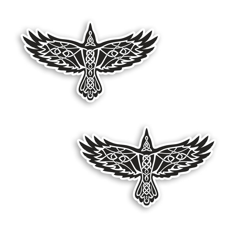 2 x 10cm Celtic Raven Vinyl Stickers - Viking Symbol