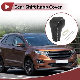 Partuto Anti-Slip Gear Shift Knob CoverStick Shifting Handle Protector for Ford Edge 2011-2014 Beige Faux Leather