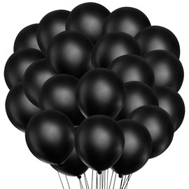 Songjum Pack of 100 Latex Balloons Black Matt Latex Balloons 30 cm / 12 Inches for Party Birthday Wedding Graduation Anniversary Celebrations Baby Shower Decoration