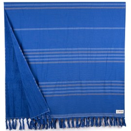 Bersuse 100% Cotton Tripolis Terry Peshtemal Turkish Towel Bath Towel Beach Towel Lighweight Quickdry Absorbent - 35x67 Inches, Navy (Set of 6)