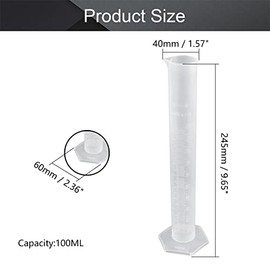Othmro 100ml Measuring Cylinder, 3pcs Plastic Cylinders, Liquid Trial Tube Flask Liquid Measuring Tools