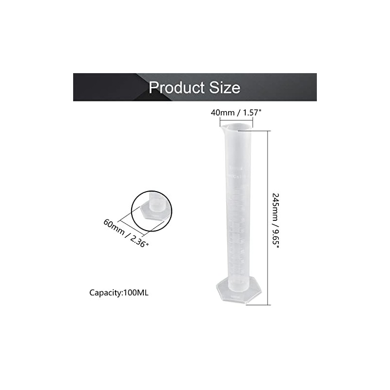 Othmro 100ml Measuring Cylinder, 3pcs Plastic Cylinders, Liquid Trial Tube