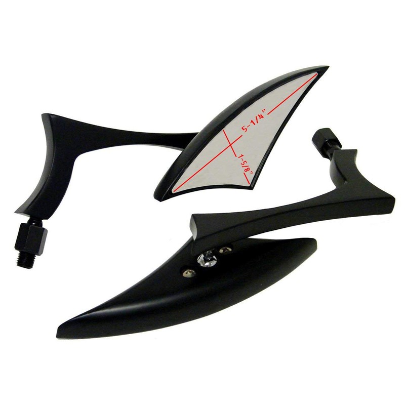 MotorToGo Mini Black Spear Style Motorcycle Mirrors Compatible for Aprilia