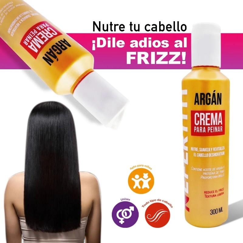 Crema Para Peinar Hidratante Aceite De Argan Nefertiti 300ml
