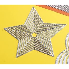 Silver Five-Pointed Star Cutting Dies, Geometric Set Cutting Embossing Stencils for Scrapbooking Album Cards Crafts