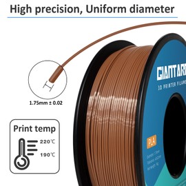 GIANTARM PLA Filament,Brown 3D Printer Filament 1Kg(2.2lbs) Spool,1.75mm Dimension Accuracy +/- 0.03mm,Fit Most FDM 3D Printers