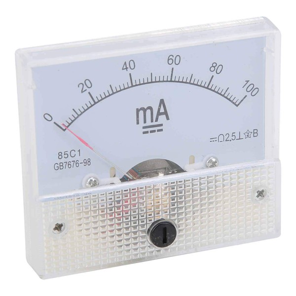 Panel Meter,DC Ammeter DC MA Meter DC Analog Panel Ammeter 85C1 DC 0~100MA Pointer Current Panel Meter Gauge Measuring Instrument ABS Current Measurement Panel Meter for Auto Circuit