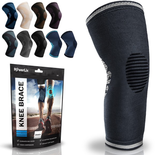 POWERLIX Compression Knee Sleeve for Women & Men, Medical Knee Brace for Arthritis & Knee Pain Relief, meniscus tear & Injury Recovery, Knee Support & Protection for Working out, Running & All Sports