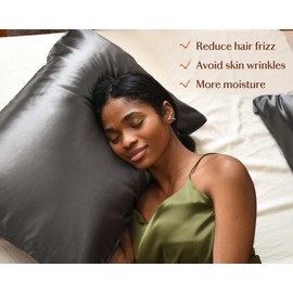 YANIBEST Satin Pillowcase, Silk Pillow Cases for Hair and Skin with Zipper, Standard Pillow Cases Set of 2 for 20"x26", Exquisite Packaging for Women Men