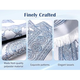 Hitopin Muslim Prayer Mat with Beads, Muslim Prayer Mat with Elegant Fabric Bag, Prayer Rug Mat, Islamic Prayer Mat, for Gifts, Ramadan, Prayer (Blue)