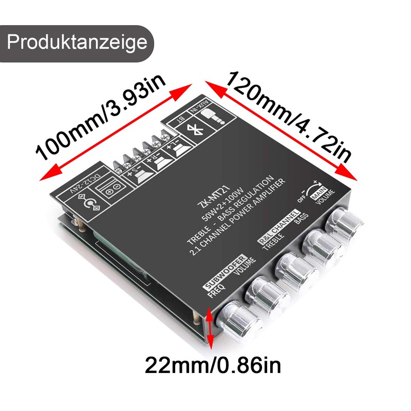 GERUI Audio Amplifier Module ZK-MT21 2.1 Channel Bluetooth Digital Power