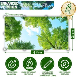 Aheroi Light Covers, 8 Pcs 4 x 2 FT Fluorescent Light Covers, Magnetic Light Covers for Ceiling Lights, Classroom Drop Ceiling Light Cover Florescent Led Light Shade Room School Office Decor(Forest)