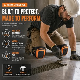 Heavy Duty Work Knee Pads for Kneeling – 2-Pack Cushioned Protective Pads with Non-Slip Face & Adjustable Double Straps