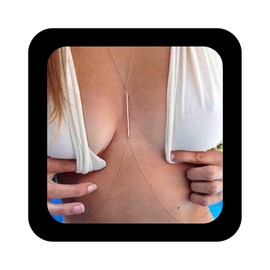 Iaceble Bohemia Crossover Body Chain Necklace Gold Thin Harness Chest Chain Bikini Bra Waist Chain Body Chain Minimalist Beads Cross Belly Chain Jewelry for Women