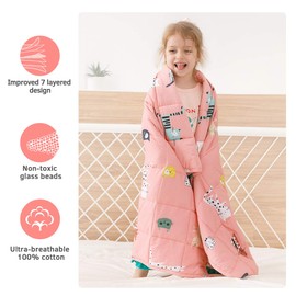 Mr. Sandman Weighted Blanket 7 lbs Twin/Full-Size Bed, Best for 50-90lb Cozy Cotton Blanket with Glass Beads - 41" x 60" Cute Cat