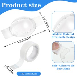 6Pcs Clear Eye Cover After Cataract Surgery Breathing Hole Self-Adhesive Eye with 1 Roll Tape Breathable Eyes Cover Elastic Band Transparent Eyes Patch for Adults Sleeping