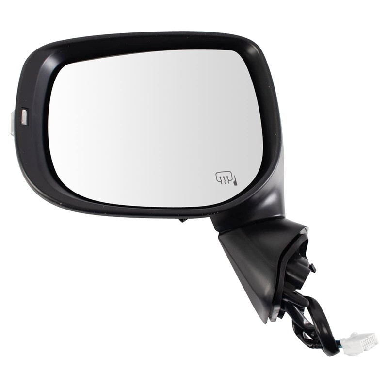 TRQ Driver Side Heated Power Mirror Smooth Black Manual Fold