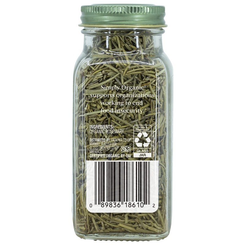 Simply Organic Whole Rosemary Leaf, 1.23 Ounce, Pungent, Herbaceous, Fresh