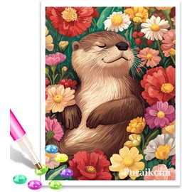 Puraikcmi DIY 5D Sea Otter Diamond Art Painting Kits 12x16 Inch Full Drill Round Diamonds Rhinestone Embroidery for Wall Decoration