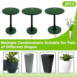 Axcoix 2 Pack Adjustable Height Plant Risers for Inside Pots, 12-21" Planter Inserts for Large Pots, Pot Fillers for Tall Square Round Taper Planters (6" 8" 10" Base or Top)