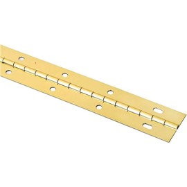 H750 Piano Hinge with Screw Holes, 1 1/2” Inch Wide, Heavy Duty Steel Available in Nickel-Plated, Brass-Plated & Black Finish. (Brass-Plated, 36" Inch Long)