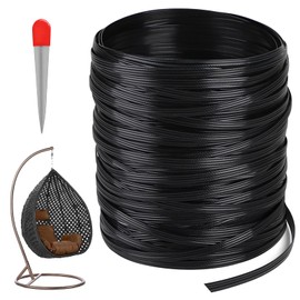 DBREAKS 65 m Plastic Woven Rattan, Flat, PE Rattan, Weaving Tool, Synthetic Rattan Repair Material, for Outdoor Rattan Furniture Repair, Rattan Chair, Table Basket (Black)
