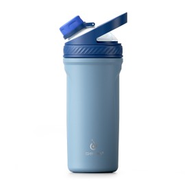 Ideus Shaker Protein Drinking Bottle 710 ml (24 oz), Double-Walled Stainless Steel Sports Bottle with Mixing Ball, Metal Protein Bottle with Mixing Ball, BPA-Free, Leak-Proof Screw Cap (Morning Blue)