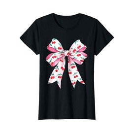 Pink Coquette Bow With Cherries Cute Coquette Woman T-Shirt