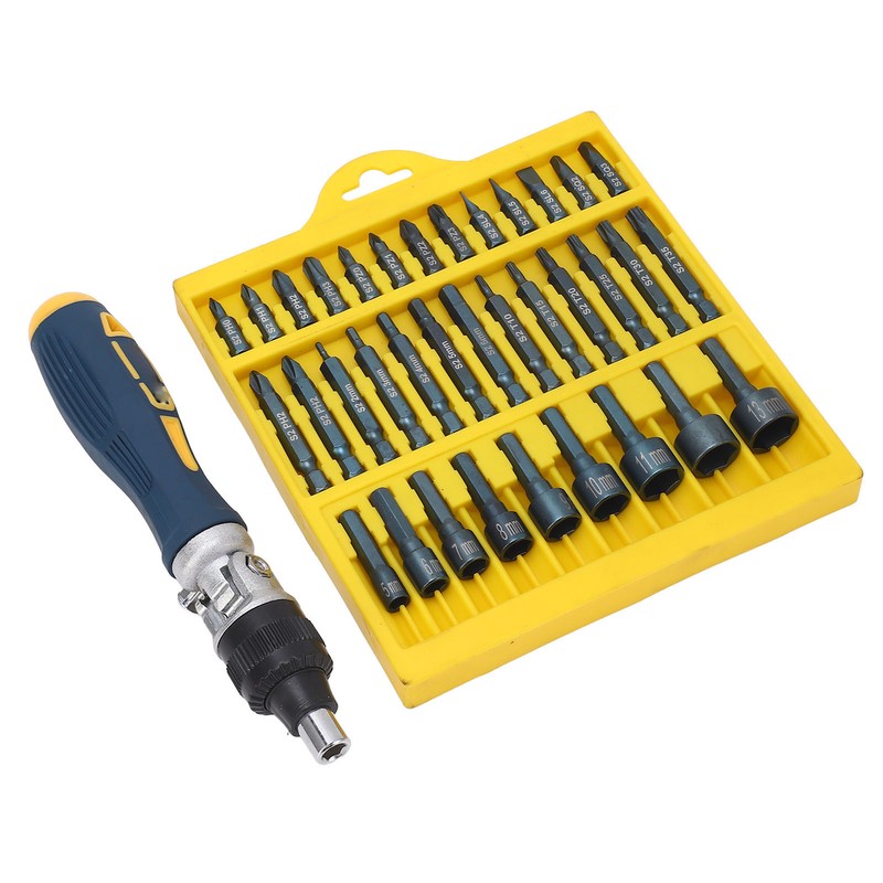36Pcs Screwdriver Set Magnetic Rotatable Base 1/4 Socket Ratchet Screwdriver