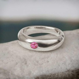 CLEVER SCHMUCK Girl's Baptism Chain Baptism Ring Simple with Zirconia Pink Curb Chain 34 cm Sterling Silver 925 Christening Gift in Jewellery Case, Glossy, Cubic Zirconia