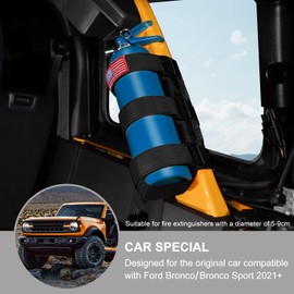 Jimen for Bronco Fire Extinguisher Holder, 2 Pack Roll Bar Fire Extinguisher Mount Strap Compatible with Ford Bronco/Ford Bronco Sport 2021-2023 (Black)