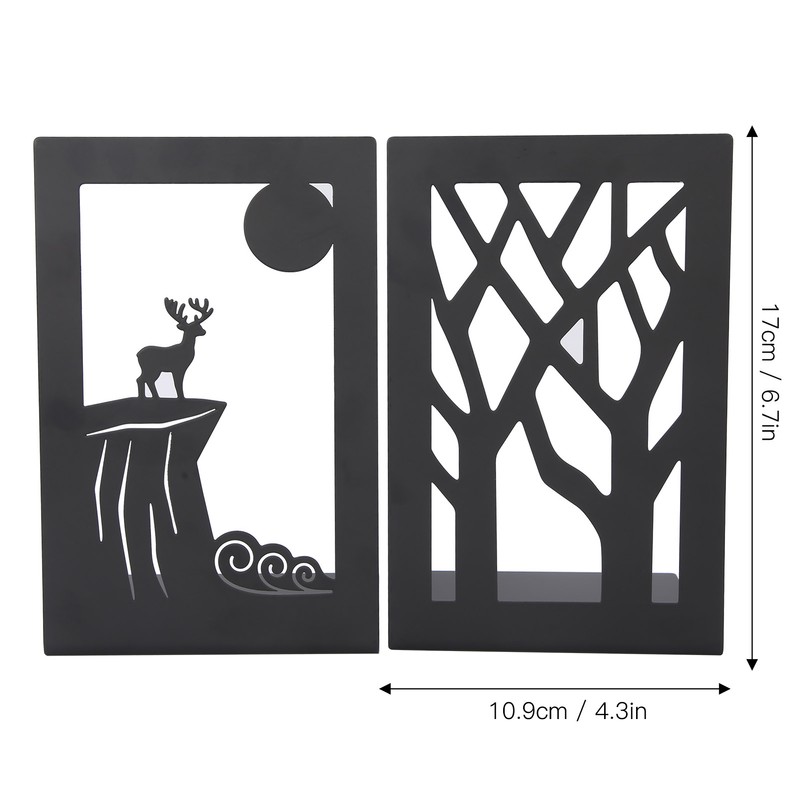 2pcs Metal Bookend Desktop Bookshelf Storage Book Documents Divider Craft