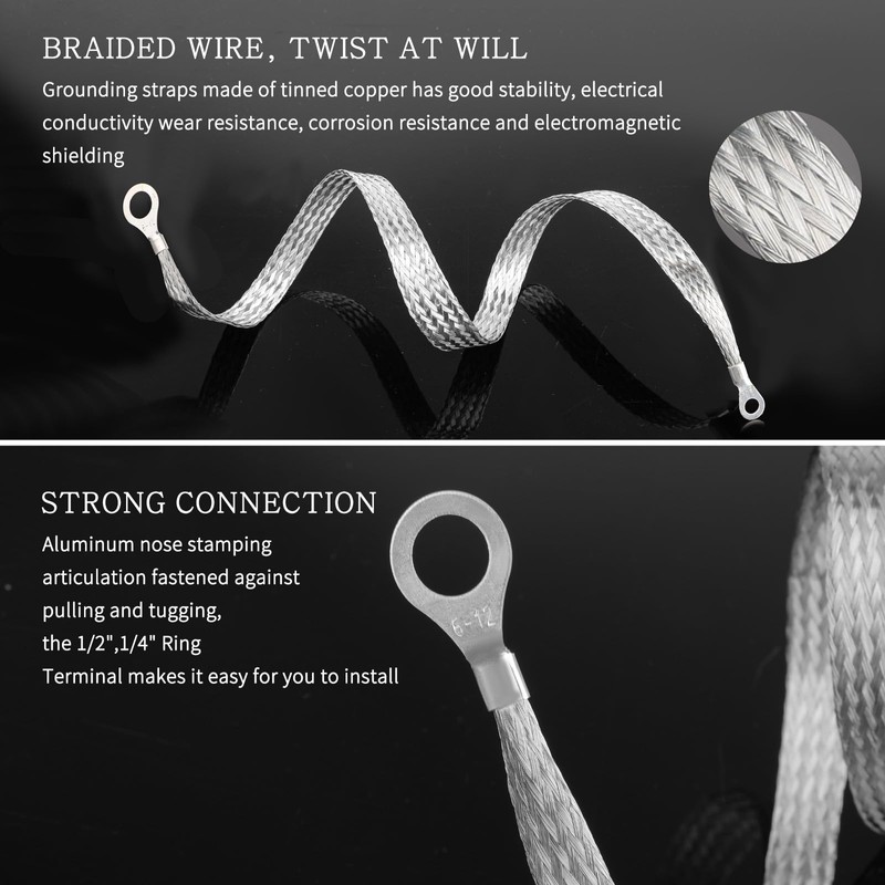 Abeillo 3 PCS Ground Strap Automotive, 20 inch Grounding Straps