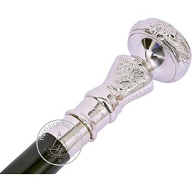 Vintage Antique Walking Cane Wooden Walking Stick Silver Brass Handle Knob Gift