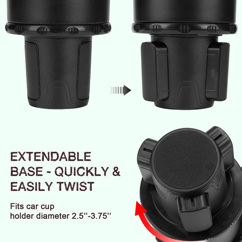 Multifunctional Cup Holder Expander with Detachable Tray Table Adjustable Base