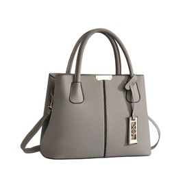 Women's PU Leather Handbag Stylish Tote Shoulder Bag with Crossbody Strap Elegant Spacious Purse for Work & Everyday Use (Gray)