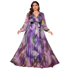 Womens Summer Dresses,Plus Size Floral Patterns Vintage Cocktail Boho Casual Maxi Wedding Guest Dresses for Women Purple