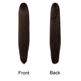 CiCiCa-“PT06”, Ponytail Extensions, Dark Brown Ponytail, 22 Inches Long Ponytail, Straight Ponytail, Pony Tails Hair Extensions, Claw Clip Extension, Drawstring Pony Tails, Heat-Resistant Synthetic Clip in Ponytail Extensions.