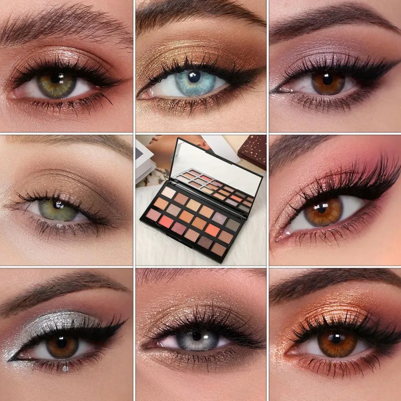 Paleta De Sombras De Ojos Altamente Pigmentada Con 18 Tonos