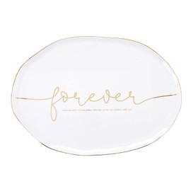 Creative Brands Faithworks-Wedding Collection Inspirational Ceramic Serving Platter, 14 x 10-Inch, Forever