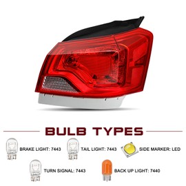 JSBOYAT Halogen Tail Light Fits for 2014-2020 Chevy Impala Outer Rear Light Taillight Assembly OE Direct Replacement Brake Tail Lamp w/Bulbs Right Passenger Side GM2805116 84247727